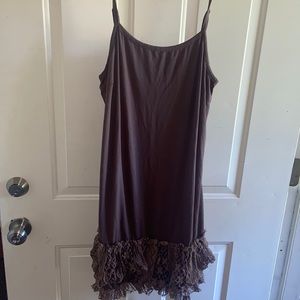 Brown layering tunic tank with lace trim